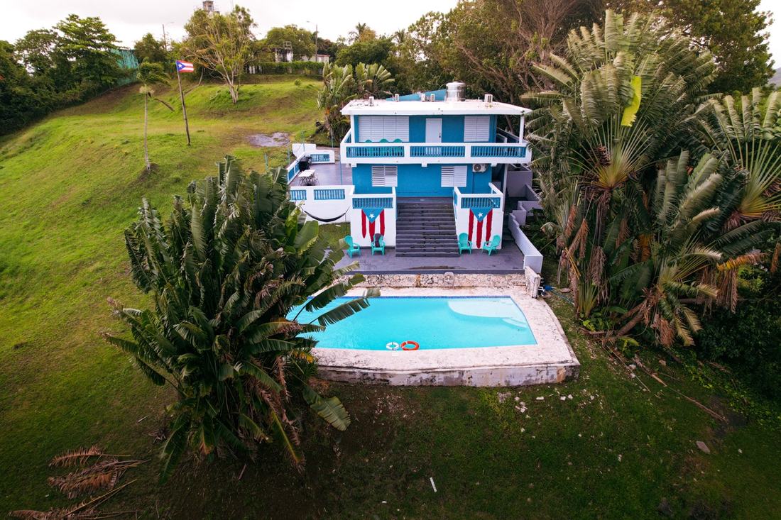 The property after renovation, with a restored pool